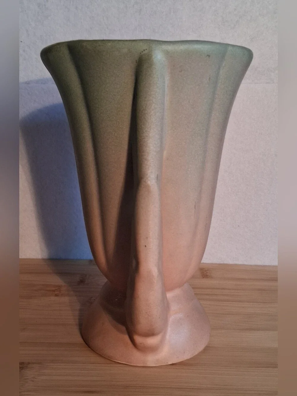Vintage Niloak Art Pottery Wing Handled Vase Blue, Pink